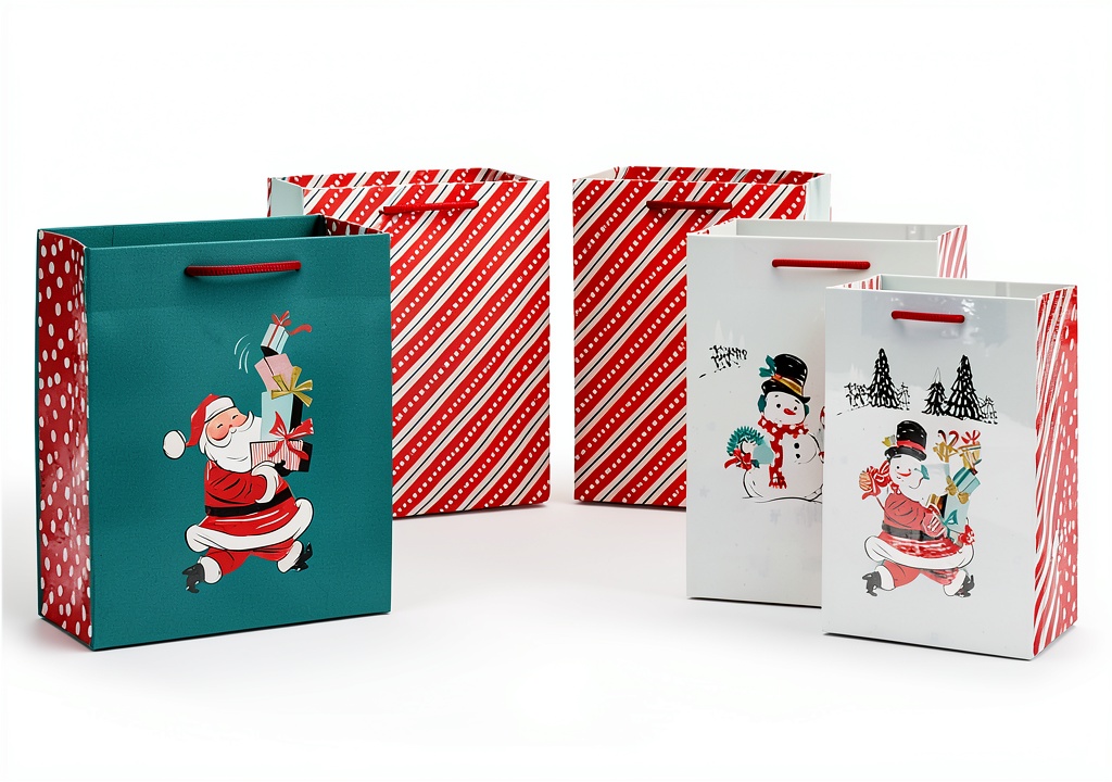 Hallmark retro gift bags with vintage Christmas designs