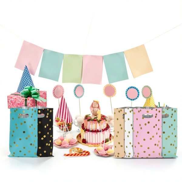 Pavo Party Favor Bags for Kids Golden Dot Design-6