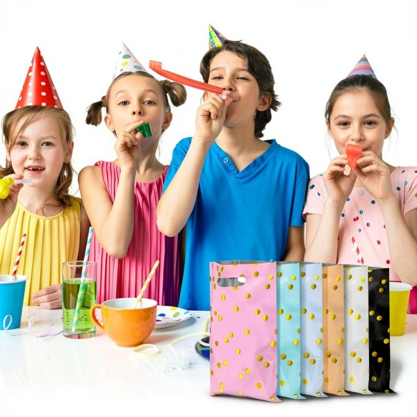 Pavo Party Favor Bags for Kids Golden Dot Design-5