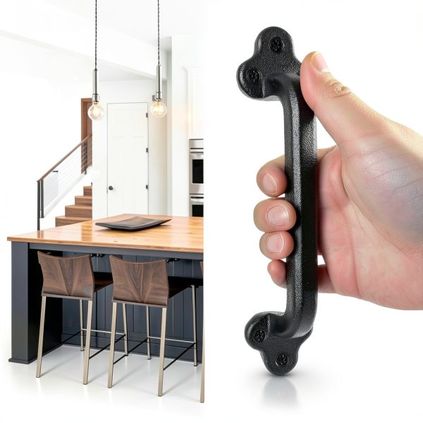 9 Inch Barn Door Handles, Heavy Duty Rustic Design Barn Door Pull, for DIY Sliding Barn Door, Gate, Shed, Garage | Solid Metal Material, Matte Black-2